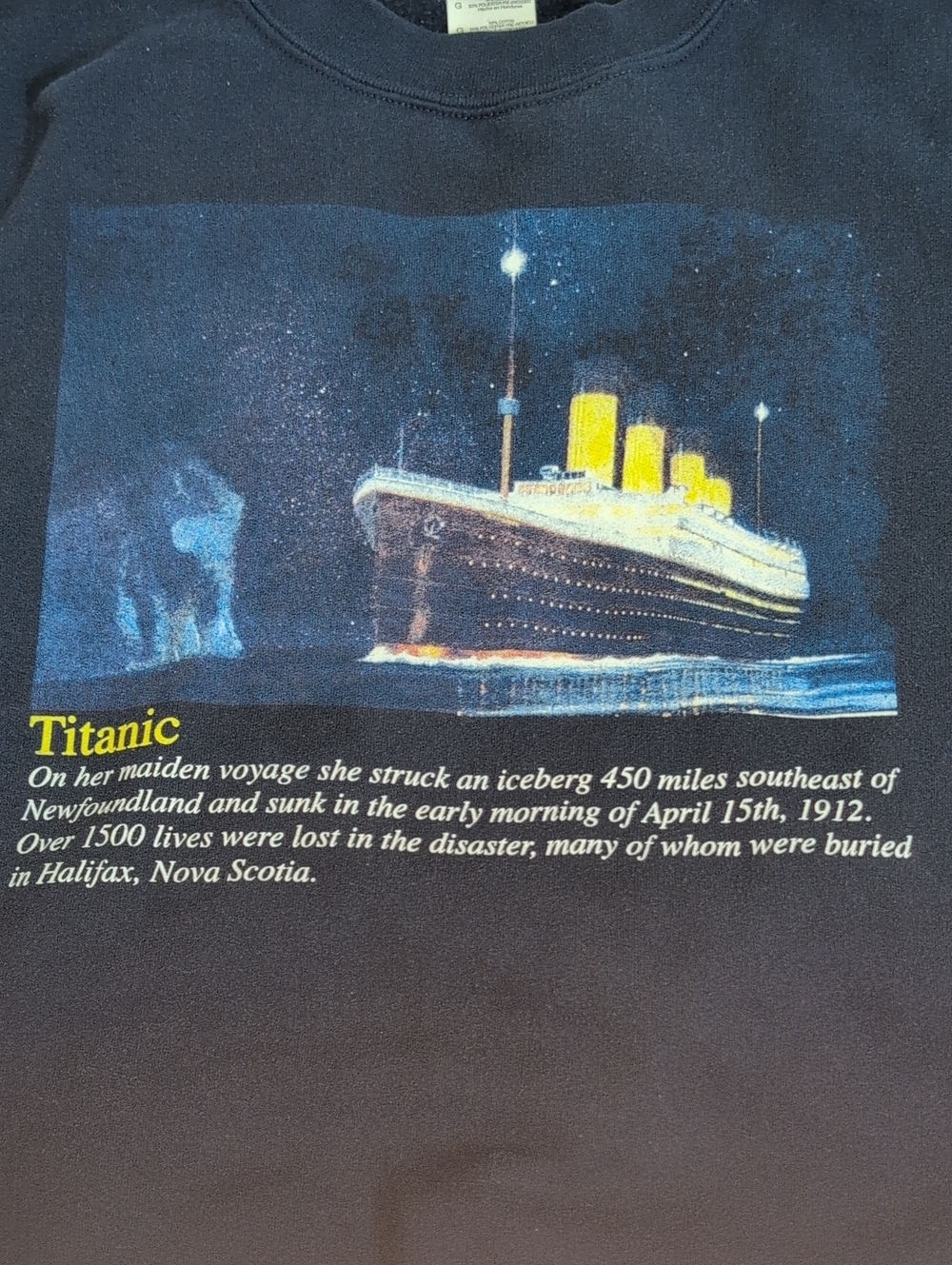 Vintage Titanic Graphic Sweatshirt Large Movie Film Gildan 90s Style